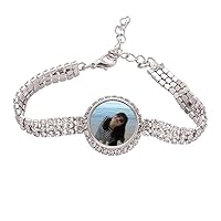 Ellie Yao Beautiflu Girl Beach Sea Wave Tennis Chain Anklet Bracelet Diamond Jewelry