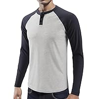 Men's Casual Retro Vintage Slim Fit Long Sleeve Active Sports Gym Baseball Henley T-Shirts