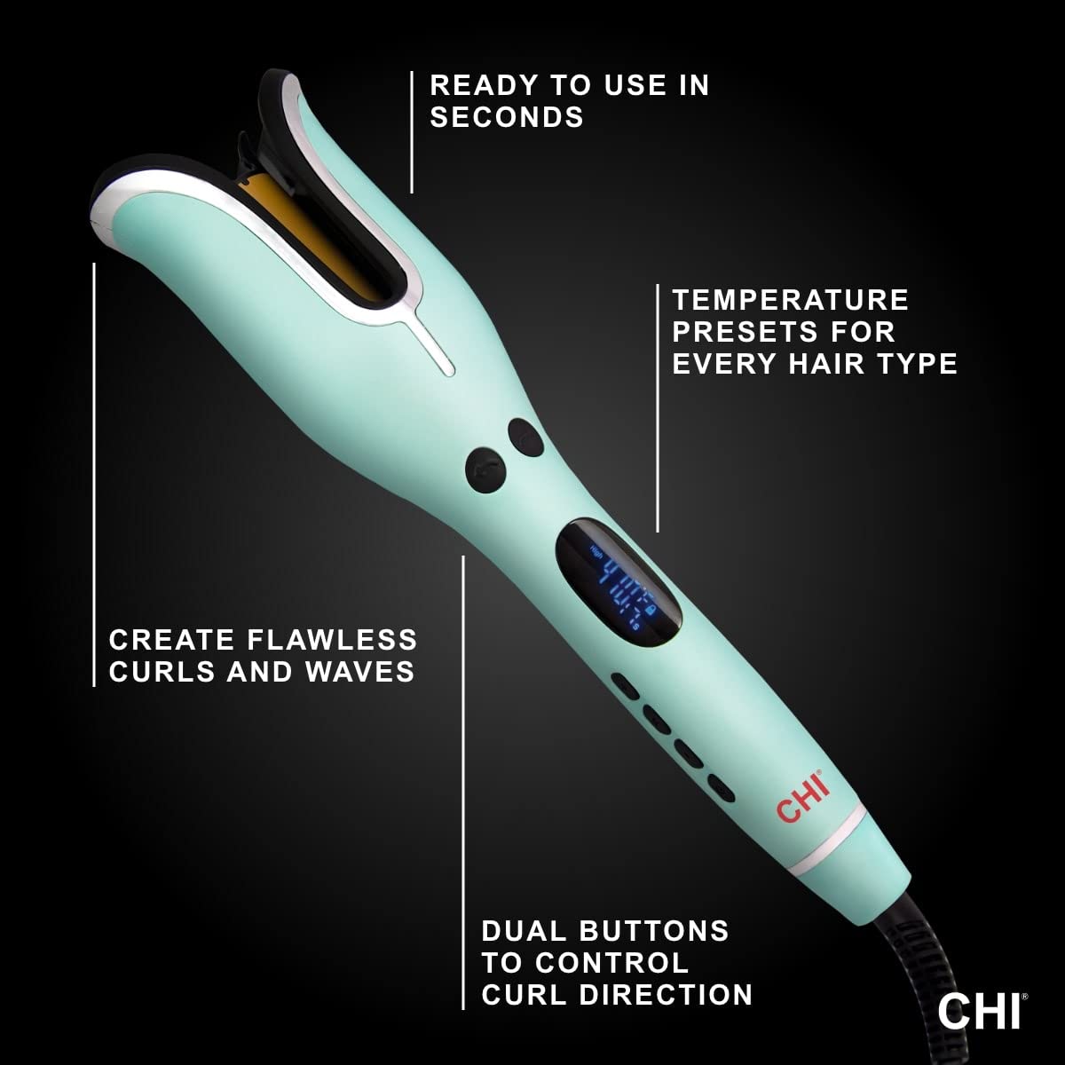 CHI Spin N Curl Special Edition - Mint Green. Ideal for Shoulder-Length Hair between 6-16” inches.