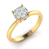 Women's 0.25 Carat Round Cut Certified Diamond Bridal Ring 14K Solid White Yellow Gold