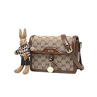 PU Leather Small Crossbody Bag for Women Stylish and Simple Shoulder Bag with Floral Print Square Bag Women's Cell Phone Purse Brown