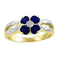 Rylos Diamond & Sapphire Ring 14K Yellow Gold or 14K White Gold