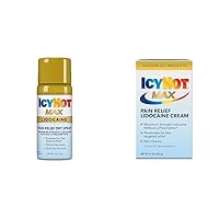 Icy Hot Max Strength 4 Oz Spray & 2.7 Oz Cream with Lidocaine Plus Menthol for Back, Muscle, Foot, Knee & Arthritis Pain Relief