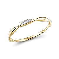 Santuzza 10K Solid Gold Genuine Diamond Dainty Twisted Stacking Ring for Women