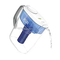 PUR PLUS 11-Cup Water Filter Pitcher with 1 Genuine PUR PLUS Filter, 11-Cup Capacity, 3-in-1 Powerful Filtration, Dishwasher Safe, Filter Change Light, White (PPT110WA)