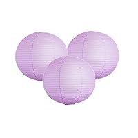 Pack of 3 Round Paper Lanterns Lamp Wedding Birthday Party Decoration (Lilac, 6
