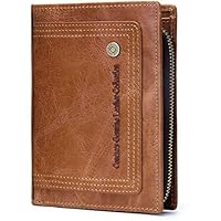 Wallet for Men Men's Leather Wallet Top Layer Leather Detachable Activity Coin Pocket (Color : Brass, Size : S)