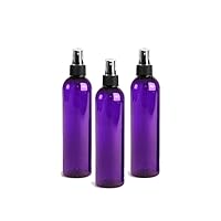 Grand Parfums 8oz Purple Plastic Refillable PET Cosmo Spray Bottles (BPA-Free) with Fine Mist Atomizer Caps (3-Pack); Beauty Care, Travel Use, Home Cleaning, DIY, Aromatherapy