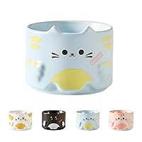 2024 Ceramic Coffe Mugs with Handle, 10.15oz Couple Style Matching Cute Animal Cat Cups, Holiday and Birthday Gift for Coffee Milk Tea Lovers (Blue)