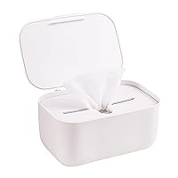 Baby Wipes Dispenser White Flushable Wipes Holder for Bathroom Refillable Dryer Sheet Container with Large Capacity, 8.85