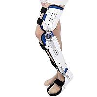 Hinged Knee Foot Support Brace, ROM Adjustable Post Op Knee Support Orthosis Immobilizer Protector, Foot and Orthotics of Lower Limbs,Right
