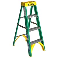 Werner 5904 Single Sided Step Ladder, 225 Lb, 3 in, 3-1/8 in Front X 1-3/4 in Rear, 4 feet