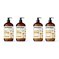 Everyone 3-in-1 Soap, Body Wash, Bubble Bath, Shampoo (32 Ounce) and Hand and Body Lotion (32 Ounce) Bundle - Coconut and Lemon