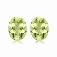 0.85-1.01 Cts of 6x4 mm AAA Oval Checkered Chinese Peridot (2 pcs) Loose Gemstones