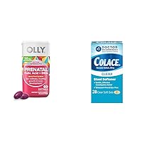 OLLY Ultra Strength Prenatal Multivitamin Softgels with Brain Development Support + Colace Clear Stool Softener Capsules, 28 Count