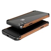 Cell Phone Case for iPhone X; iPhone 10; iPhone Xs; iPhone 10s - Deep Black/Walnut Wood