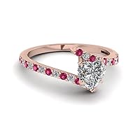 Choose Your Gemstone Petite Bypass Diamond CZ Ring rose gold plated Heart Shape Petite Engagement Rings Ornaments Surprise for Wife Symbol of Love Clarity Comfortable US Size 4 to 12