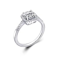 Solid gold 1ct Moissanite Engagement Ring for Women Halo Wedding Rings Unique Solitaire Promise Rings, D Color, VVS
