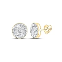 10kt Yellow Gold Mens Round Diamond Cluster Circle Earrings 2 Cttw