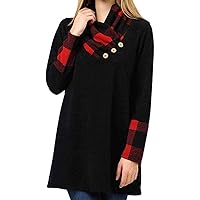 Women's Pullover Hoodie Funnel Neck Long Sleeve Hooded Sweatshirt Colorblock Patchwork Drawstring Top Blouse