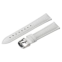 Clockwork Synergy - 2- Piece Croco Grain Ss Leather Watch Band Strap 28mm - White - Male and Female Watches