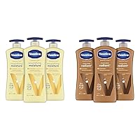 Vaseline hand and body lotion Intensive Care Moisturizer for Dry Skin Essential Healing Clinically Proven to Moisturize Deeply 20.3 Fl oz & Intensive Care Body Lotion for Dry Skin Cocoa Radiant Lotion