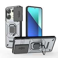 Mobile Phone Case for Xiaomi Redmi Note 13 Pro 4G/Xiaomi Poco M6 Pro 4G Support Car Holder Sliding Window Shockproof Protective Phone Cover Military Cases Lens Protection Gray