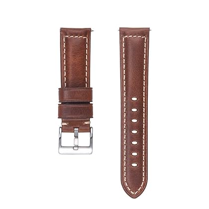 Berfine Quick Release Retro Leather Watch Band,Vintage Oil-tanned Pull-up Leather Strap Replacement,Choice of Width-18mm 20mm 22mm 24mm or 26mm