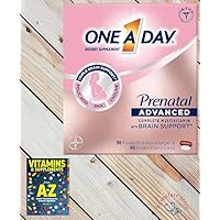 One A Day Women’s Prenatal Complete Multivitamin with Choline, Folic Acid, Omega-3 DHA & Iron for Pre, During and Post Pregnancy, 90+90 Count (180 Count Total +Better Guide Vitamins Free Book