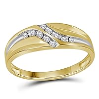 The Diamond Deal 14kt Yellow Gold Mens Round Diamond Wedding Band Ring 1/8 Cttw