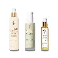 Rahua Hair Essentials Trio Pack/Legendary Amazon Oil 1.6 Fl Oz, Heat Protectant Shield 6.5 Fl. Oz, and Nourishing Aloe Vera Hair Gel 4 Fl Oz/Prevent Frizz, Strengthen, Nourish/All Hair Types