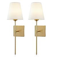 Wall Sconces Sets of 2, White Fabric Shades Wall Sconces, Hardwired Retro Industrial Wall Lamps, Bathroom Vanity Sconces Wall Lighting, Wall Mounted Lamps for Bedroom Living Room Kitchen Mirror