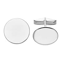 14k White Gold Solid Polished Engravable Circular Cuff Links Measures 20x20mm Wide Jewelry Gifts for Men