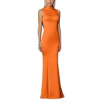 Sheath/Column Elegant Engagement Formal Evening Dress Party High Neck V Back Sleeveless Floor Length Pleats 2023