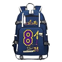 Basketball Player Star K-obe Multifunctional Colorful Backpack Leisure Laptop Daypack With USB Charging Port