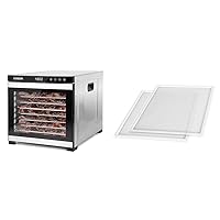COSORI Food Dehydrator for Jerky, with 16.2ft² Drying Space, 1000W, Silver & Food Dehydrator Accessories, 2Pack BPA-Free Fruit Roll Sheets, C267-2FR, White