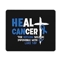 Colon Cancer Awareness Gods Heal Cancer Mouse Pad Rectangle Gaming Mousepad Square Desk Mat Stitched Edges 10 X 12 Inch for Home Office