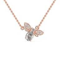 VVS Cross Butterfly Pendant in 18K White/Yellow/Rose Gold with 0.17 Ct Round Natural Diamond & 0.66 Ct Oval Moissanite Solitaire Diamond & 18k Gold Chain Necklace for Women, Wife, Mother, Daughter