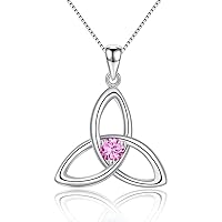 Irish Celtic Triquetra Knot Birthstone 925 Sterling Silver Pendant Necklace for Women Rhodium Plated Healthcare Fine Jewelry