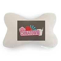 Flower Lantern Fan Red China Town Car Trim Neck Decoration Pillow Headrest Cushion Pad