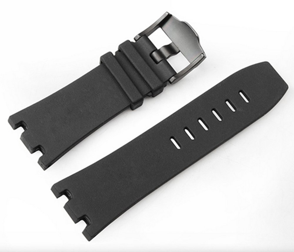 28mm AP Black Silicone Rubber Watch Band Strap Deployment Clasp for Audemars Piguet Royal Oak Diver