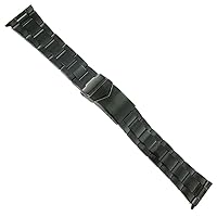22mm deBeer Black PVD Plated Straight End Deployment Foldover Buckle Watch Band LM114