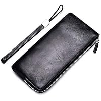 Wallet for Men Men's Retentive Wallet Korean Youth Zipper Men's Peregrine Phone Bag Ultra-thin Wallet Fashion Trend for Travel Shopping (Color : Coffee, Size : S)