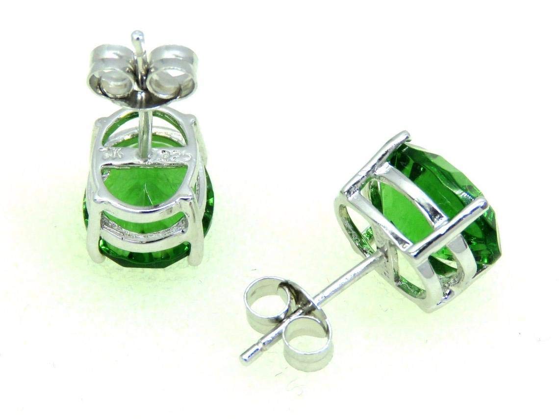 E10709 Classic Mt St Helens Green Helenite May Birthstone Sterling Silver Studs Earrings