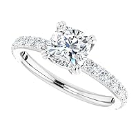 925 Silver, 10K/14K/18K Solid Gold Moissanite Engagement Ring,1 CT Cushion Cut Handmade Solitaire Ring, Diamond Wedding Ring for Women/Her Anniversary Ring, Birthday Gifts,VVS1 Colorless Ring