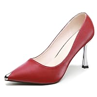 Women Pointed Toe Metal High Heels Satin Formal Pumps Shoes Classic Bridal Wedding Party Shoes