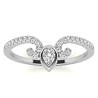 Excellent Pear & Round Brilliant Cut 0.12 Carat, Moissanite Diamond Promise Band, Prong Set, Eternity Sterling Silver Band, Valentine's Day Jewelry Gifts, Customized Band