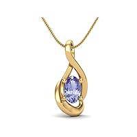 Dainty Oval Cut Minimalist Solitaire Tanzanite Pendant Necklace 925 Sterling Silver Oval Shape 5x3mm