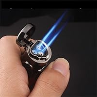 High Temperature Visible Gas Blue Flame Torch Turbo Lighter Spray Gun Electronic Lighter Gas Lighter 1300C Butane Cigar Cigarette Lighters Men (Without Gas) (Red)