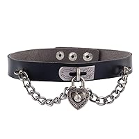 GelConnie Gothic Spike Studded Collar Necklace Punk Rock Genuine Leather Choker Collar Necklace for Women, Teens Girls, Sister, Leather, No Gemstone